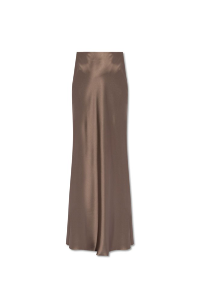 Shop Nanushka Fea Maxi Satin Skirt In Brown