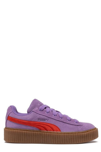 Shop Puma Creeper Phatty X Fenty Logo Debossed Sneakers In Purple
