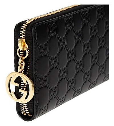 Shop Gucci Ssima Leather Zip-around Wallet In Black