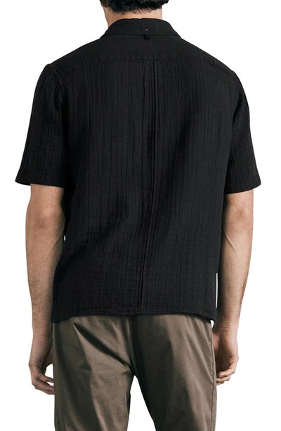 Shop Rag & Bone Dalton Short Sleeve Button-up Cotton Gauze Shirt In Blk