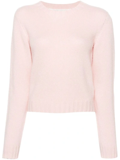 Shop Palm Angels Logo-jacquard Ribbed-knit Jumper In Pink White
