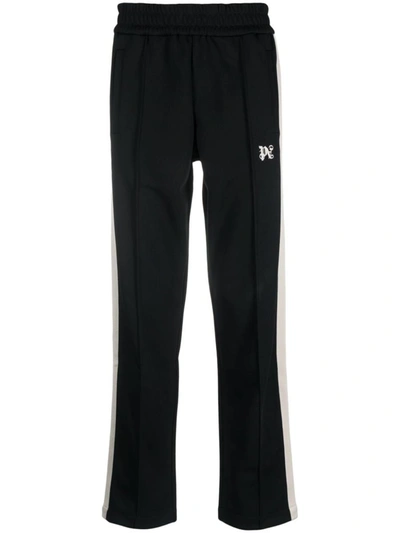 Shop Palm Angels Monogram-embroidered Track Pants In Black Off White