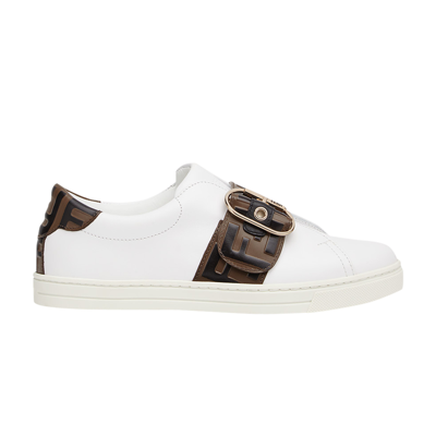 Pre-owned Fendi Wmns Slip-on Leather 'ff All Over Buckle' In White