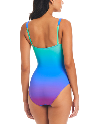 Shop Bleu By Rod Beattie Women's Heat Of The Moment Shirred Bandeau One-piece Swimsuit In Multi