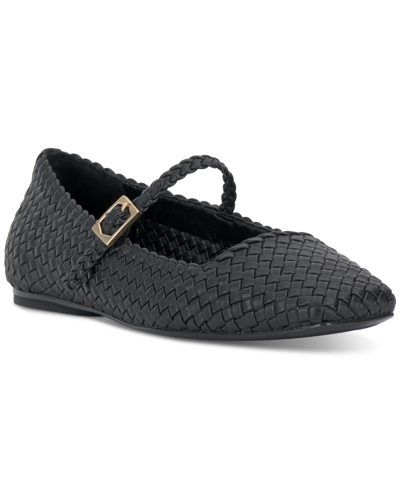Shop Vince Camuto Women's Vinley Woven Mary Jane Flats In Black