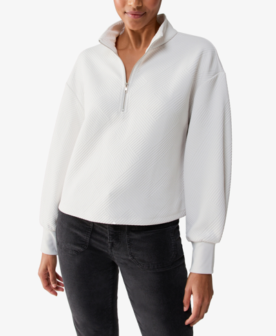 Shop Sanctuary Women's Quilted Quarter-zip Top In White Sand