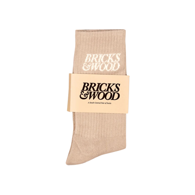 Pre-owned Bricks & Wood Logo Socks 'desert' In Grey