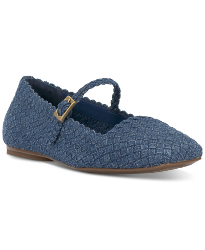 Shop Vince Camuto Women's Vinley Woven Mary Jane Flats In Element Indigo Denim