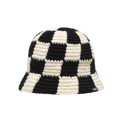 Pre-owned Stussy Bucket Hat Checker Knit 'black' In Multi-color