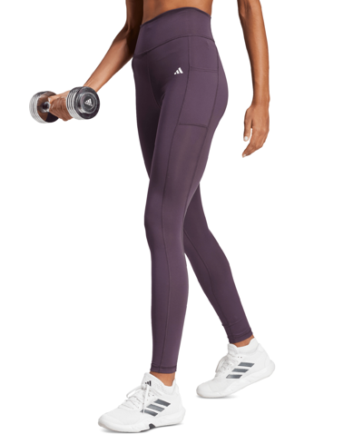 Shop Adidas Originals Women's Optime Moisture-wicking Full-length Leggings In Purple