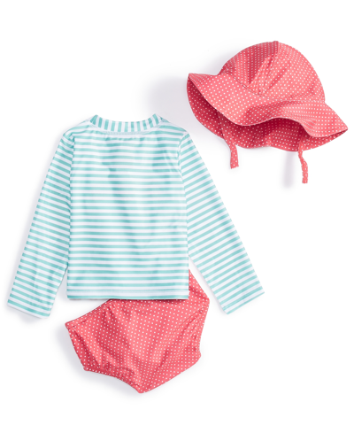 Shop First Impressions Baby Girls Strawberry Swim Shirt, Shorts And Hat, 3 Piece Set, Created For Macy's In Porcelain Green