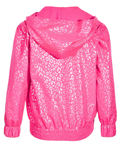 Shop Id Ideology Big Girl Leopard-print Hooded Windbreaker Jacket, Created For Macy's In Molten Pink Fol