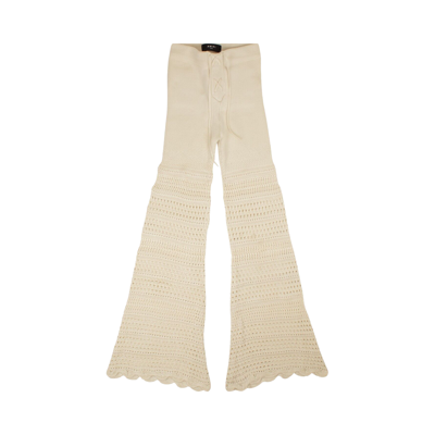 Pre-owned Amiri Checkered Crochet Flare Pants 'ivory' In White