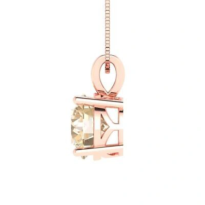 Pre-owned Pucci 2.0 Round Cut Natural Morganite Pendant Necklace 16" Chain 14k Rose Pink Gold