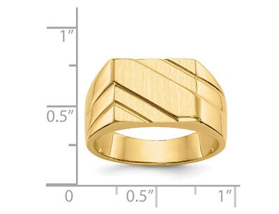 Pre-owned Harmony Mens 14k Yellow Gold Signet Pattern Ring (size 10)