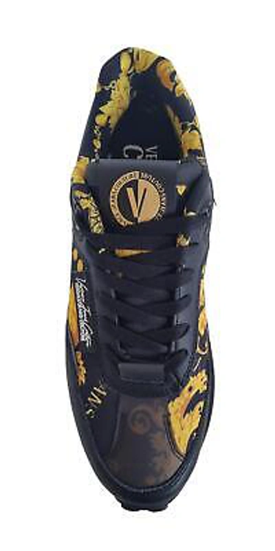 Pre-owned Versace Couture Spyke Men's Sneakers Shoes 75ya3sh2 Black-gold