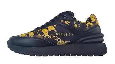 Pre-owned Versace Couture Spyke Men's Sneakers Shoes 75ya3sh2 Black-gold
