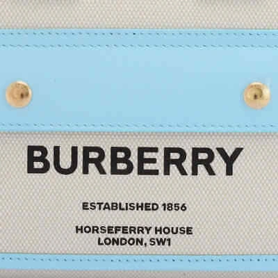 Pre-owned Burberry Mini Freya Tote Bag In Natural/cool Sky Blue 8072266