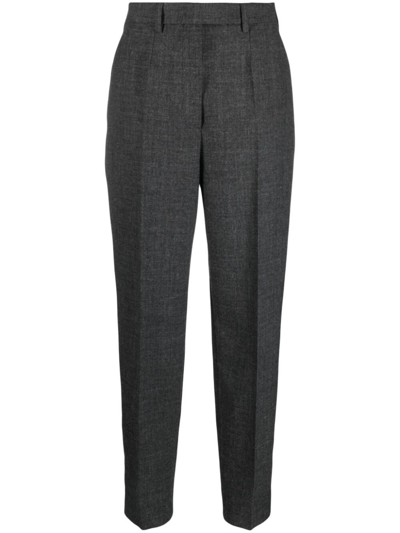 Prada Virgin Wool Pressed-crease Tailored Trousers In Gray