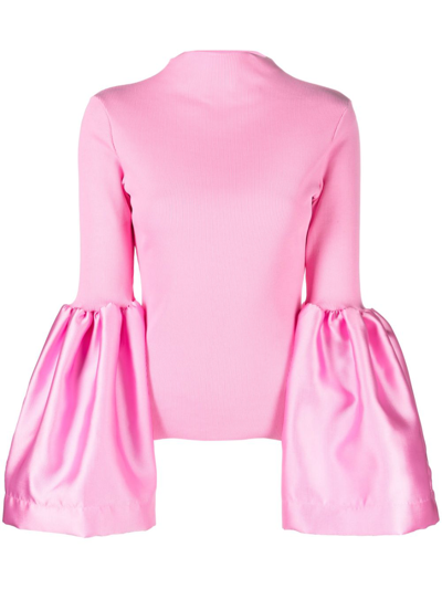 Shop Marques' Almeida Pink Flared Sleeve Knit Top