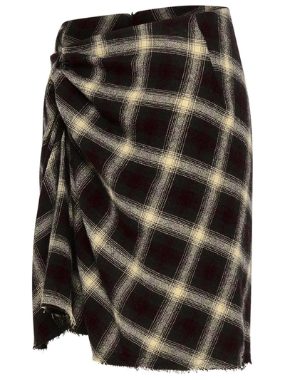 Shop Isabel Marant Étoile Natasha Burgundy Check Wool Blend Miniskirt In Bordeaux