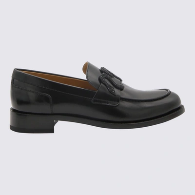 Shop René Caovilla Flat Shoes In Black Calf/jet Hematite Strass