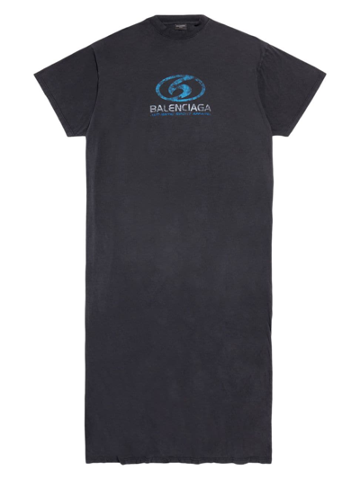 Shop Balenciaga Women's Surfer Maxi T-shirt Dress In Black Blue