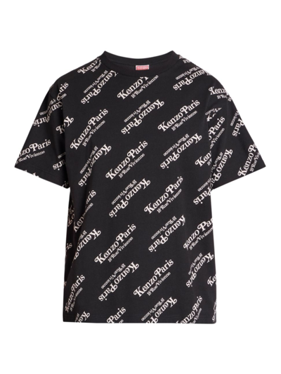 Shop Kenzo Men's  X Verdy Logo Oversized T-shirt In Black