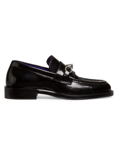 Shop Burberry Men's Barbed Leather Loafers In Black