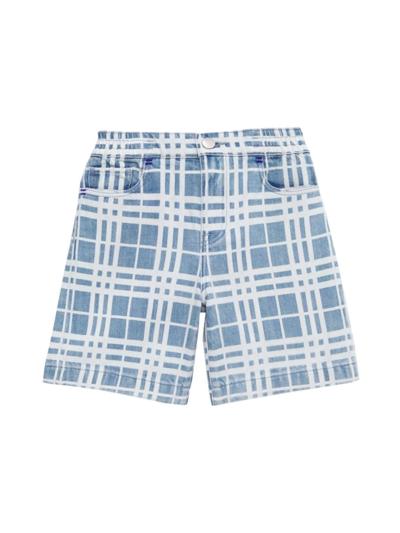 Shop Burberry Little Boy's & Boy's Castiel Check Shorts In Pale Blue Check