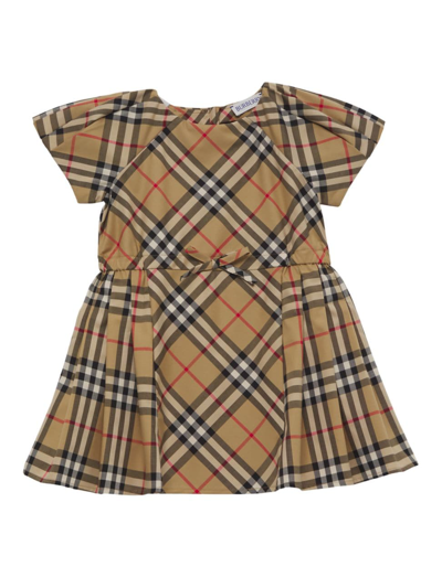 Shop Burberry Little Girl's & Girl's Jada Check Dress In Archive Beige Check