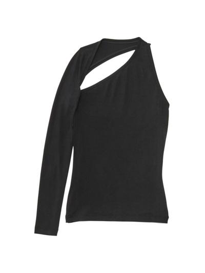 Shop Balenciaga Women's Asymmetric Top In Black