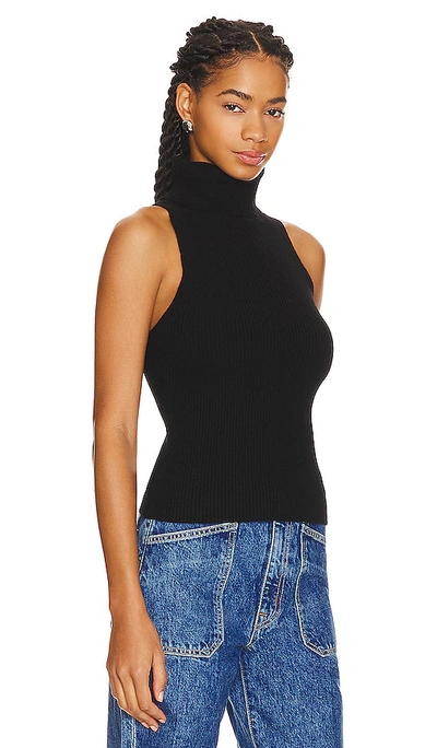 Shop Enza Costa Rib Sleeveless Turtleneck Sweater In Black