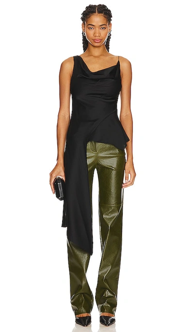 Simkhai Ronnie Draped Asymmetric Cowl Tank Top In Black