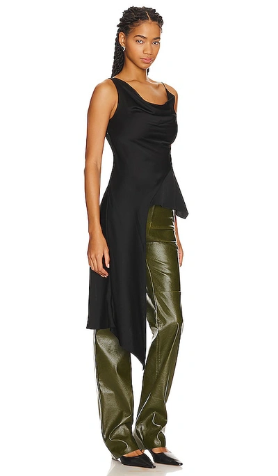 Simkhai Ronnie Draped Asymmetric Cowl Tank Top In Black