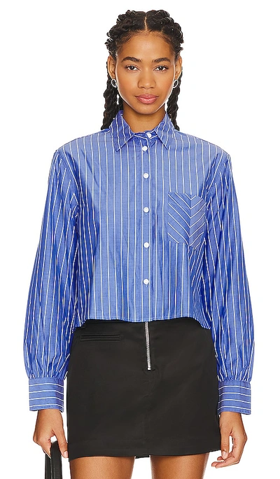 Shop Rag & Bone Maxine Cropped Shirt In Blue Stripe