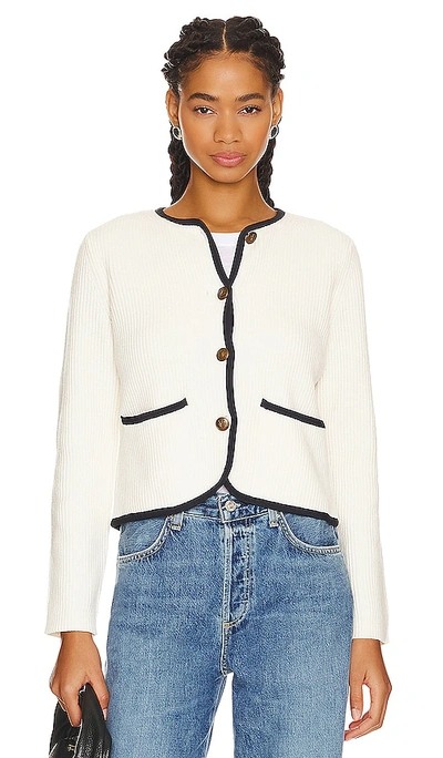 Rag & Bone Nancy Grosgrain-trim Cardigan In Ivory