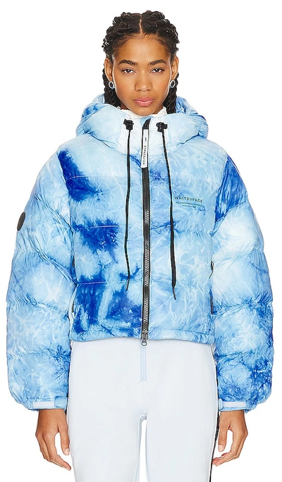 Shop Whitespace Cropped Puffer Jacket In Ice Blue & White