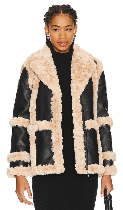 Unreal Fur Gate Keeper Faux-leather Jacket In Black & Beige