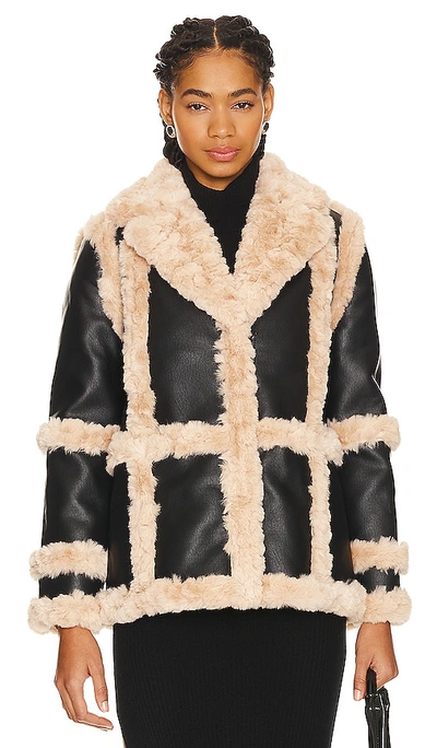 Unreal Fur Gate Keeper Faux-leather Jacket In Black & Beige