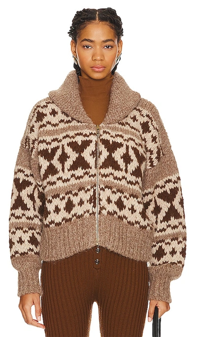 Shop Frame Fairisle Zip Sweater In Oatmeal Multi