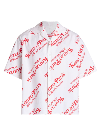 Shop Kenzo Men's  By Verdy Logo Print Short-sleeve Shirt In Off White