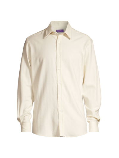 Shop Ralph Lauren Purple Label Men's Harrison Button-front Shirt In Cream