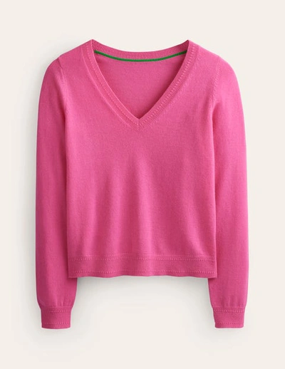 Shop Boden Eva Cashmere V-neck Sweater Sangria Sunset Women