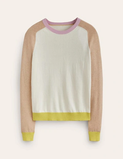Shop Boden Saddle Sleeve Sweater Ivory, Chinchilla Colourblock Women