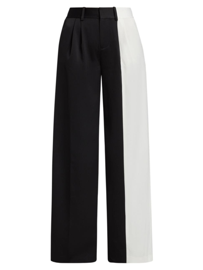 Shop Alice And Olivia Women's Pompey High-rise Pleat Trousers In Black Off White