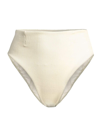 Shop Haight Women's Ribbed High-rise Bikini Bottom In White Clay