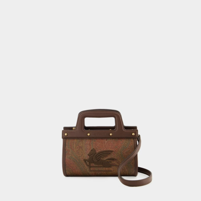 Shop Etro Paisley Printed Mini Tote Bag In Brown