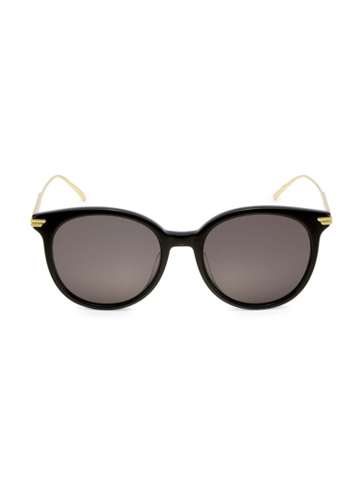 Shop Bottega Veneta Women's Combi 54mm Round Sunglasses In Black Grey