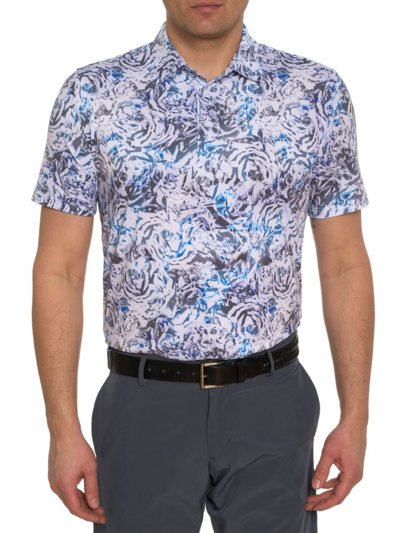 Shop Robert Graham Men's Abstract Rose Print Polo In White